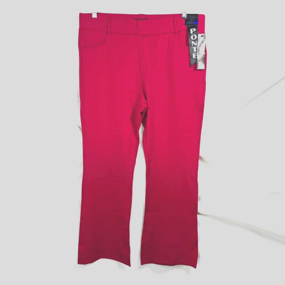Kay Unger Women Ponte Slimming Pants 3X Magenta Pink Tummy Control Pull On NWT